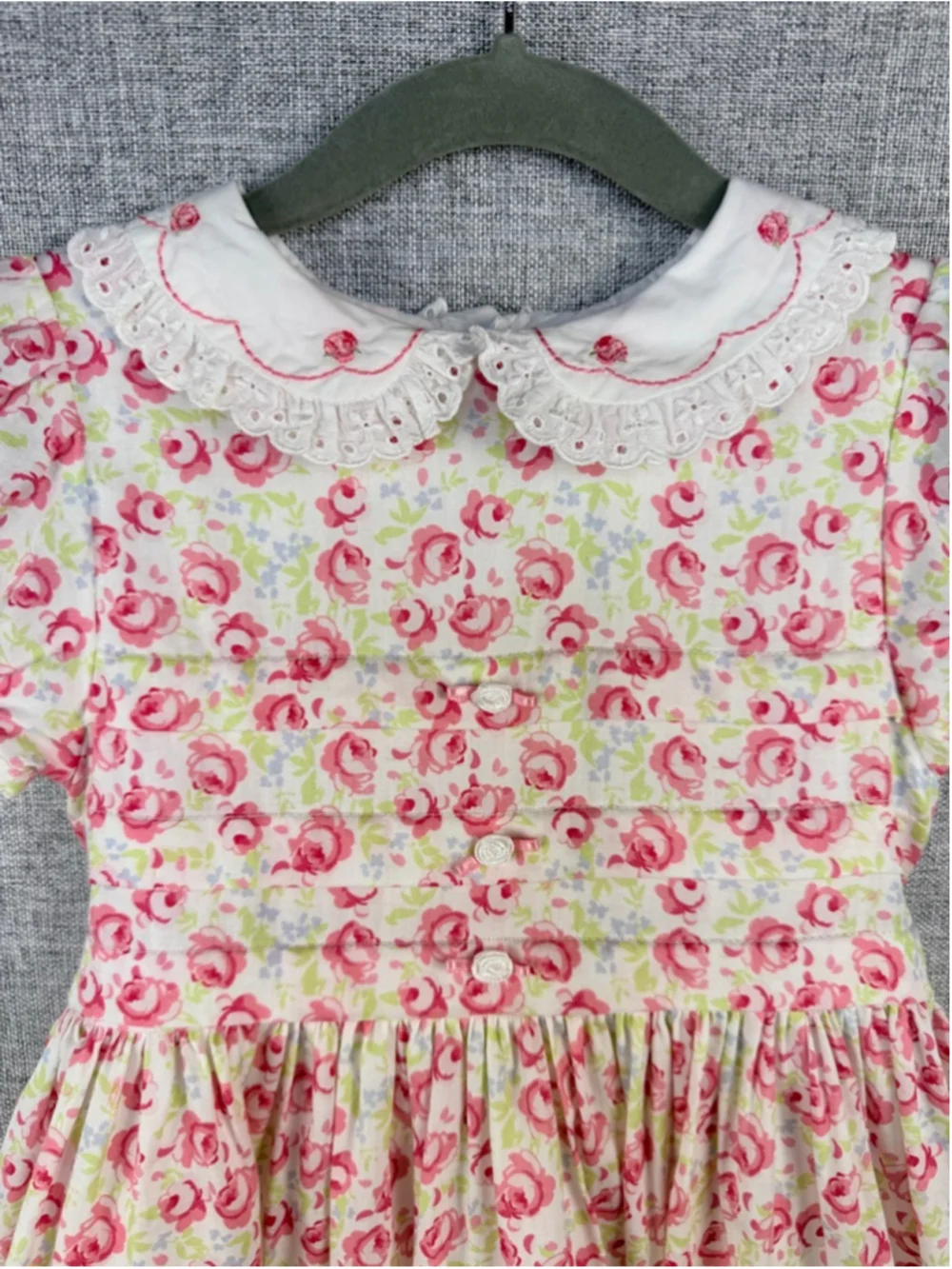 Girls BEATRICE & GEORGE Dress White Pink Floral 4T Peter Pan Collar